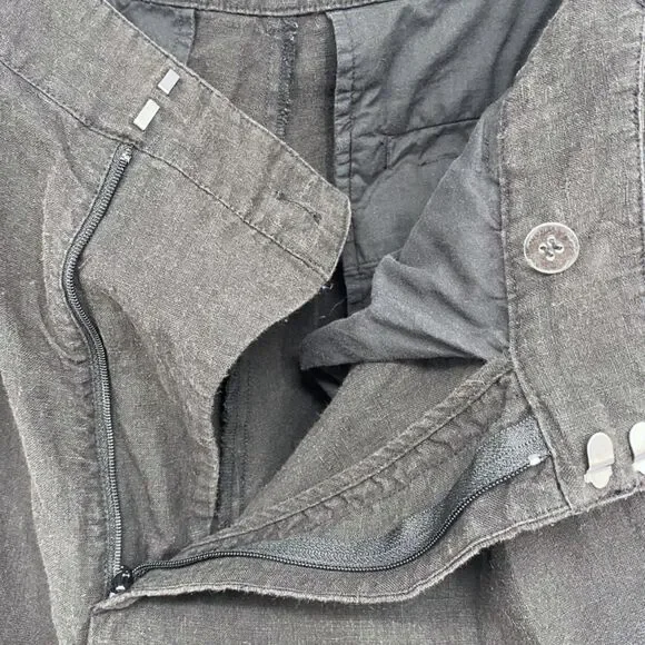 Jenni Kayne Linen Kyle Trousers Black Relaxed Fit Wide Leg Pants 8 - Picture 10 of 11